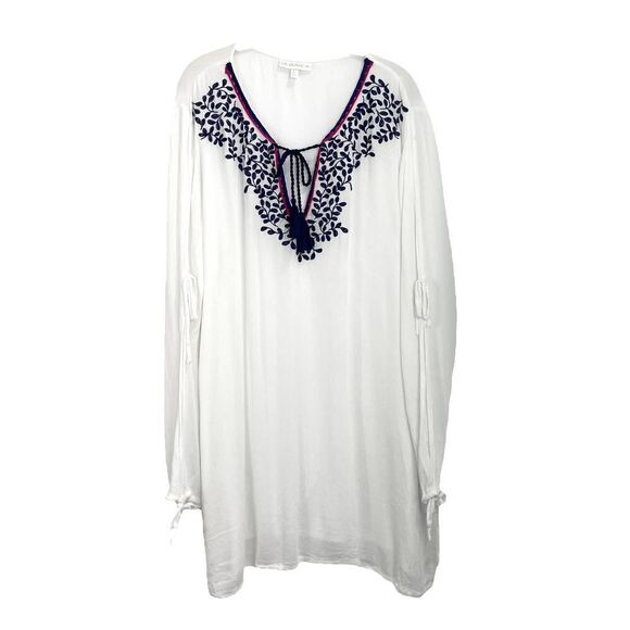 La Blanca‎ embroidered swim cover up tunic top dress Sz L - Picture 1 of 8